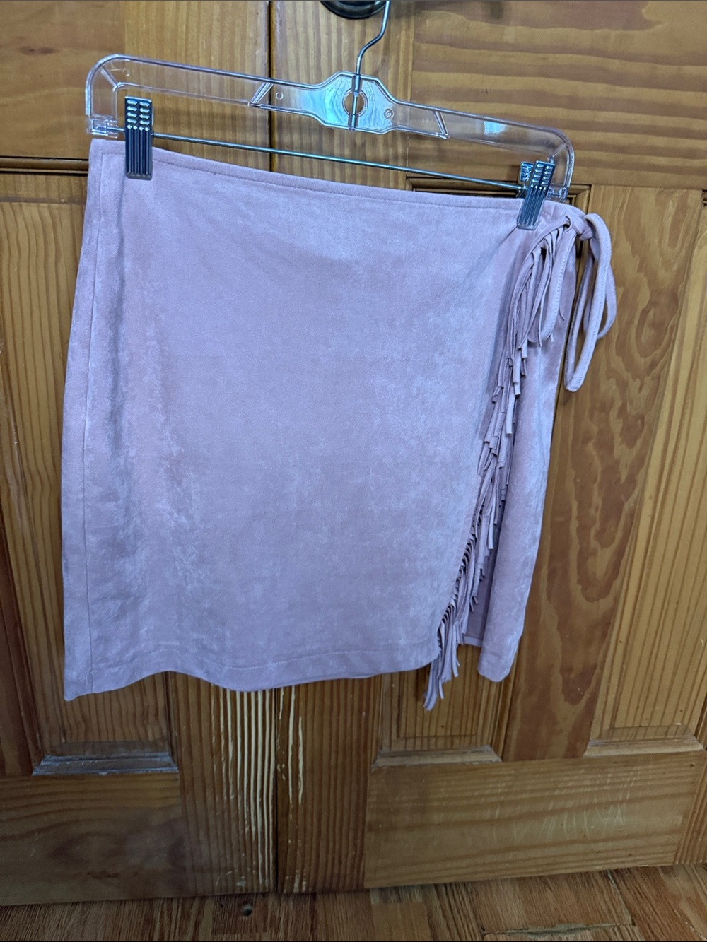 Kittenish Dusty Rose Fringe Wrap Skirt